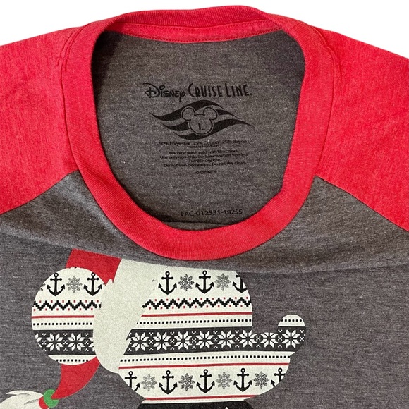 Disney Mickey Mouse Fair Isle Christmas Print Raglan Baseball Shirt - Picture 7 of 13